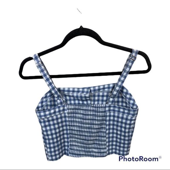 John Galt / Brandy Melville Gingham Crop top in Light Blue - VGUC - Picture 3 of 9